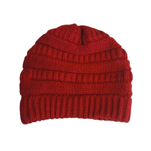 CC Brand Cardinal Red Chunky Cable Knit Skully Beanie Hat - Picture 5 of 9